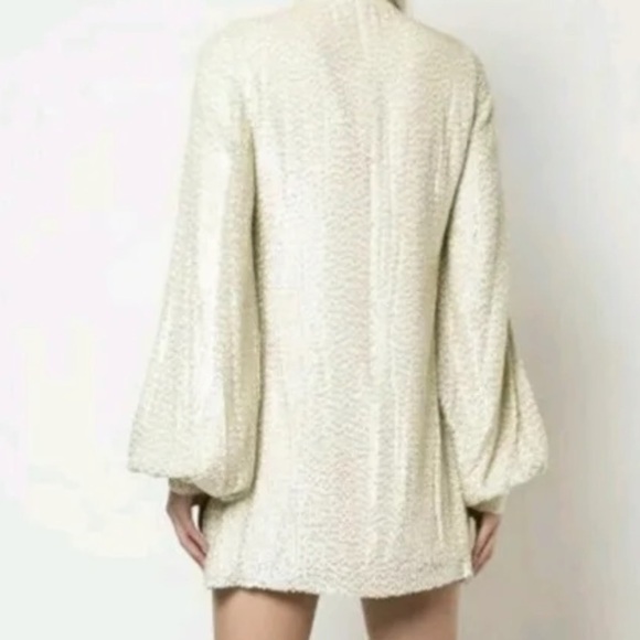 Alexis- NWT Ivory Sequin Longsleeve Balloon Sleeve Mini Dress - Picture 2 of 10